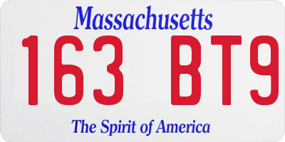 MA license plate 163BT9