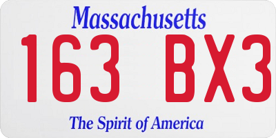 MA license plate 163BX3