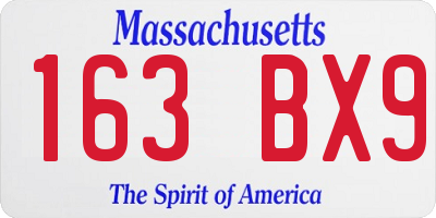 MA license plate 163BX9
