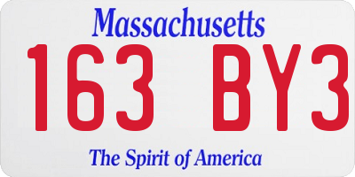 MA license plate 163BY3
