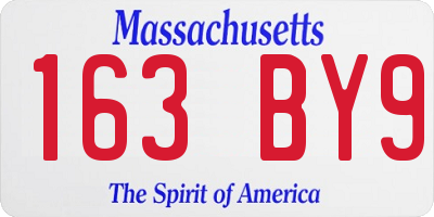 MA license plate 163BY9
