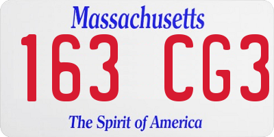 MA license plate 163CG3