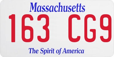 MA license plate 163CG9