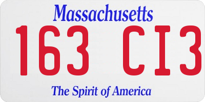 MA license plate 163CI3