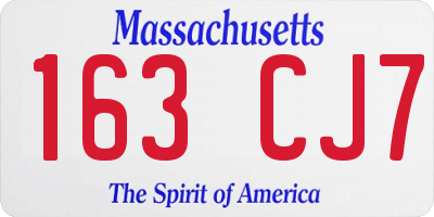 MA license plate 163CJ7