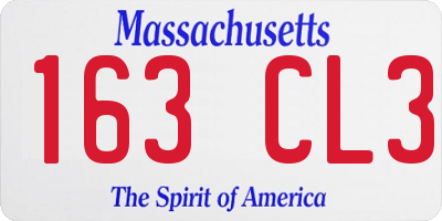 MA license plate 163CL3