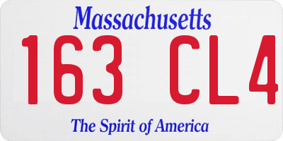 MA license plate 163CL4
