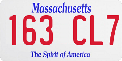 MA license plate 163CL7