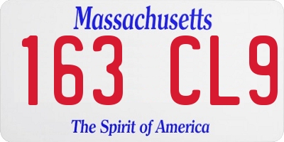 MA license plate 163CL9