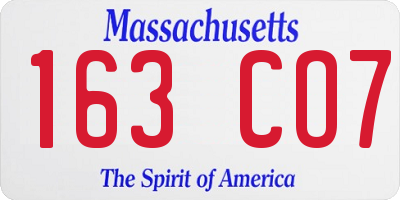 MA license plate 163CO7