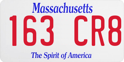 MA license plate 163CR8