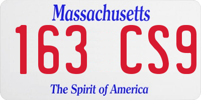 MA license plate 163CS9