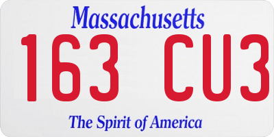 MA license plate 163CU3