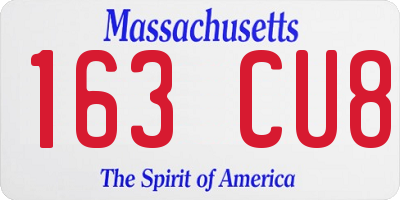 MA license plate 163CU8