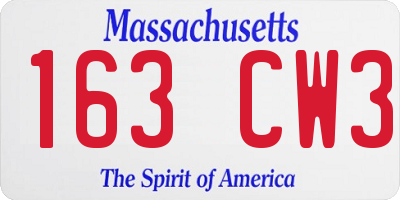 MA license plate 163CW3