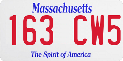 MA license plate 163CW5