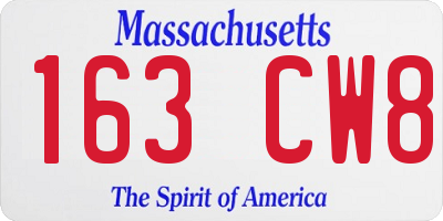 MA license plate 163CW8