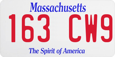MA license plate 163CW9