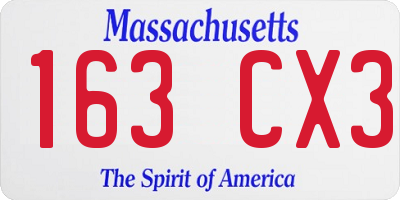 MA license plate 163CX3
