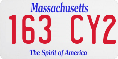 MA license plate 163CY2