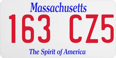 MA license plate 163CZ5