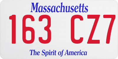 MA license plate 163CZ7