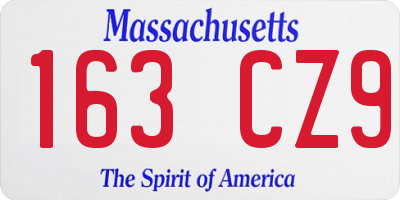 MA license plate 163CZ9