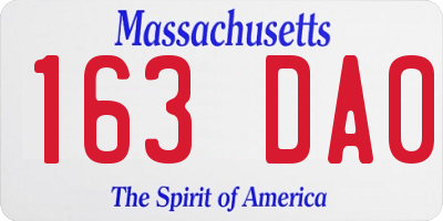 MA license plate 163DA0