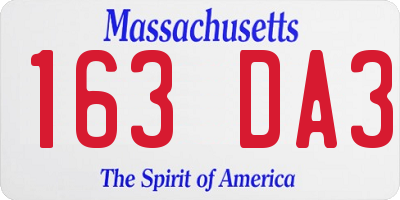 MA license plate 163DA3