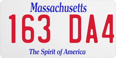 MA license plate 163DA4