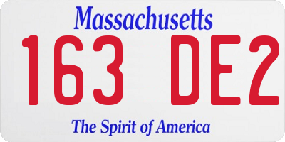 MA license plate 163DE2