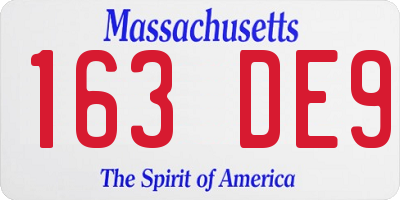 MA license plate 163DE9