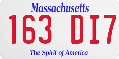 MA license plate 163DI7