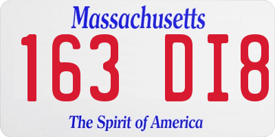 MA license plate 163DI8