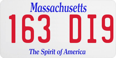 MA license plate 163DI9