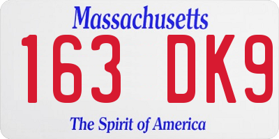 MA license plate 163DK9