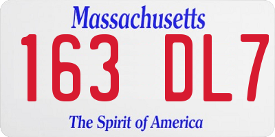 MA license plate 163DL7