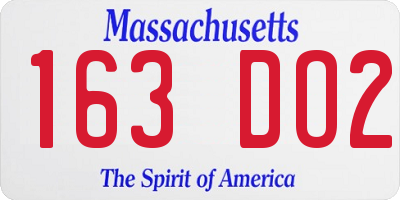 MA license plate 163DO2