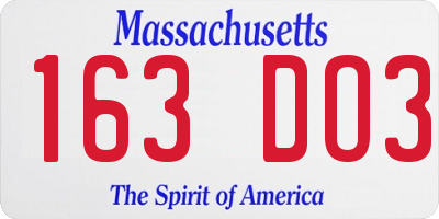 MA license plate 163DO3