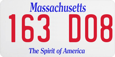 MA license plate 163DO8