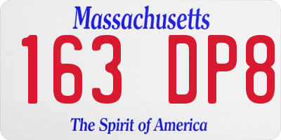 MA license plate 163DP8