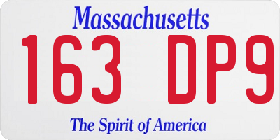 MA license plate 163DP9