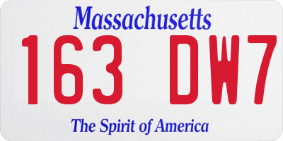 MA license plate 163DW7