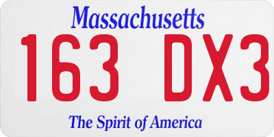 MA license plate 163DX3