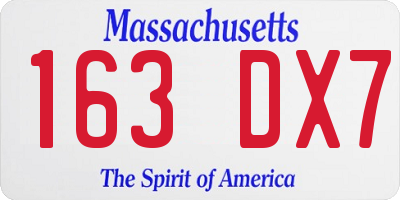 MA license plate 163DX7