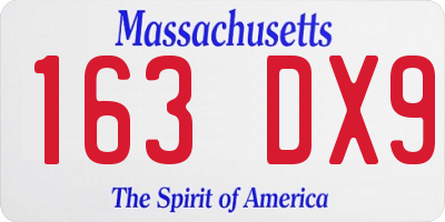 MA license plate 163DX9