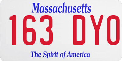 MA license plate 163DY0