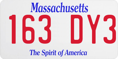 MA license plate 163DY3