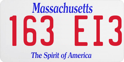 MA license plate 163EI3