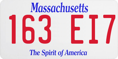 MA license plate 163EI7